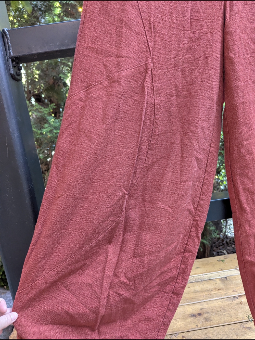 Ji Qie Gu Er Rust Cotton Linen Blend Wide Leg Pants Mori Girl Lagenlook XL - Picture 3 of 9